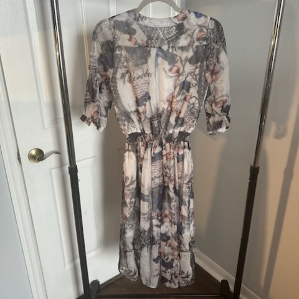 Asian Style Dress - Flowers - Size EU L